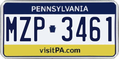 PA license plate MZP3461