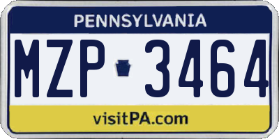 PA license plate MZP3464