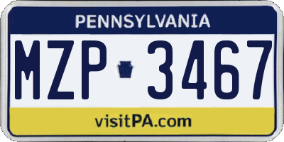 PA license plate MZP3467