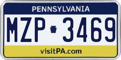 PA license plate MZP3469
