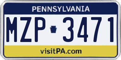 PA license plate MZP3471