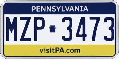 PA license plate MZP3473