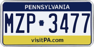 PA license plate MZP3477