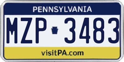 PA license plate MZP3483