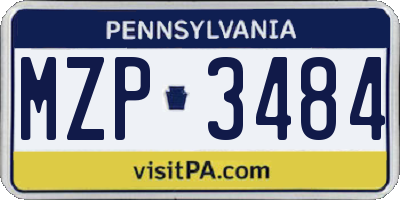 PA license plate MZP3484