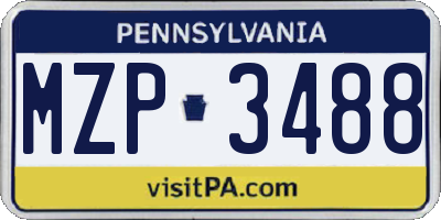 PA license plate MZP3488