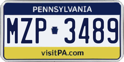 PA license plate MZP3489