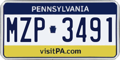 PA license plate MZP3491
