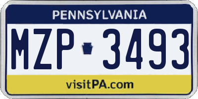 PA license plate MZP3493