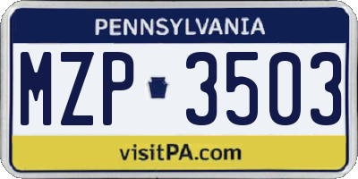 PA license plate MZP3503