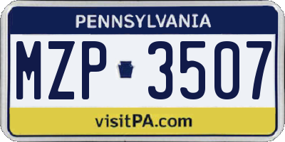 PA license plate MZP3507