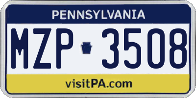 PA license plate MZP3508