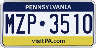 PA license plate MZP3510