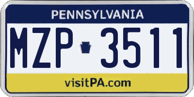 PA license plate MZP3511