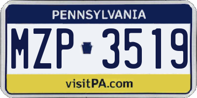 PA license plate MZP3519