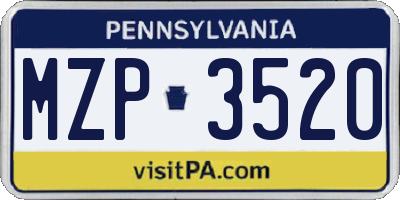 PA license plate MZP3520