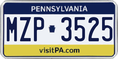 PA license plate MZP3525