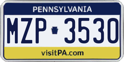 PA license plate MZP3530