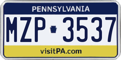 PA license plate MZP3537