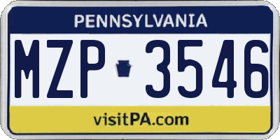 PA license plate MZP3546