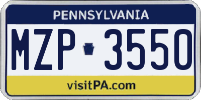 PA license plate MZP3550