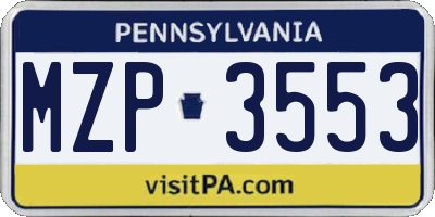 PA license plate MZP3553