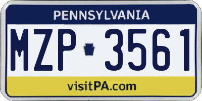 PA license plate MZP3561