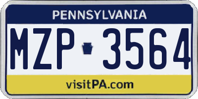 PA license plate MZP3564