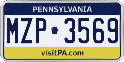 PA license plate MZP3569