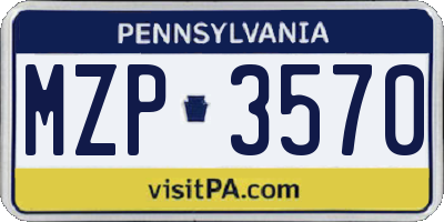 PA license plate MZP3570
