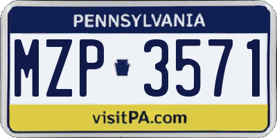 PA license plate MZP3571