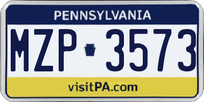 PA license plate MZP3573