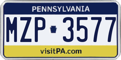 PA license plate MZP3577