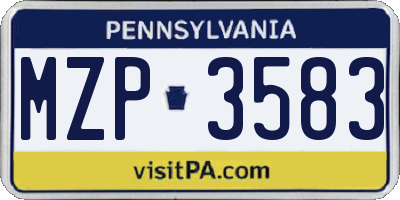 PA license plate MZP3583