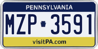 PA license plate MZP3591