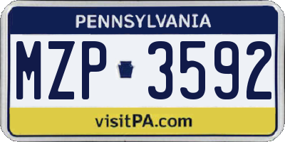 PA license plate MZP3592