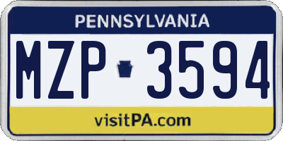 PA license plate MZP3594