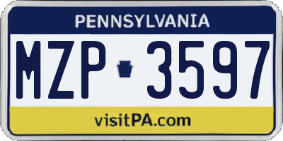 PA license plate MZP3597