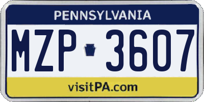 PA license plate MZP3607