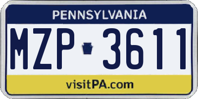 PA license plate MZP3611
