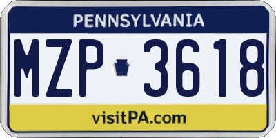 PA license plate MZP3618