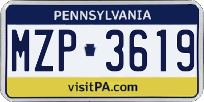 PA license plate MZP3619