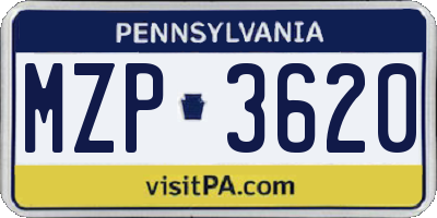 PA license plate MZP3620