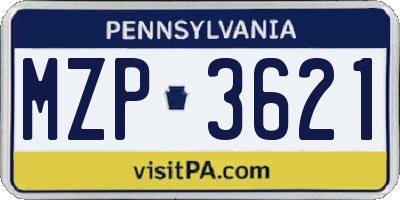 PA license plate MZP3621