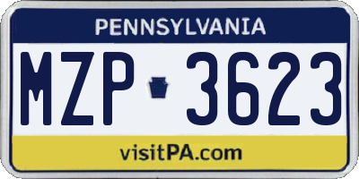 PA license plate MZP3623