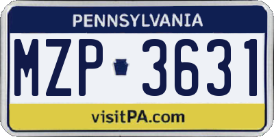 PA license plate MZP3631