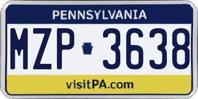 PA license plate MZP3638
