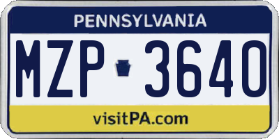 PA license plate MZP3640