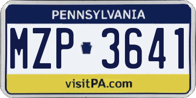 PA license plate MZP3641