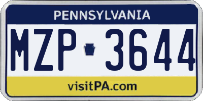 PA license plate MZP3644